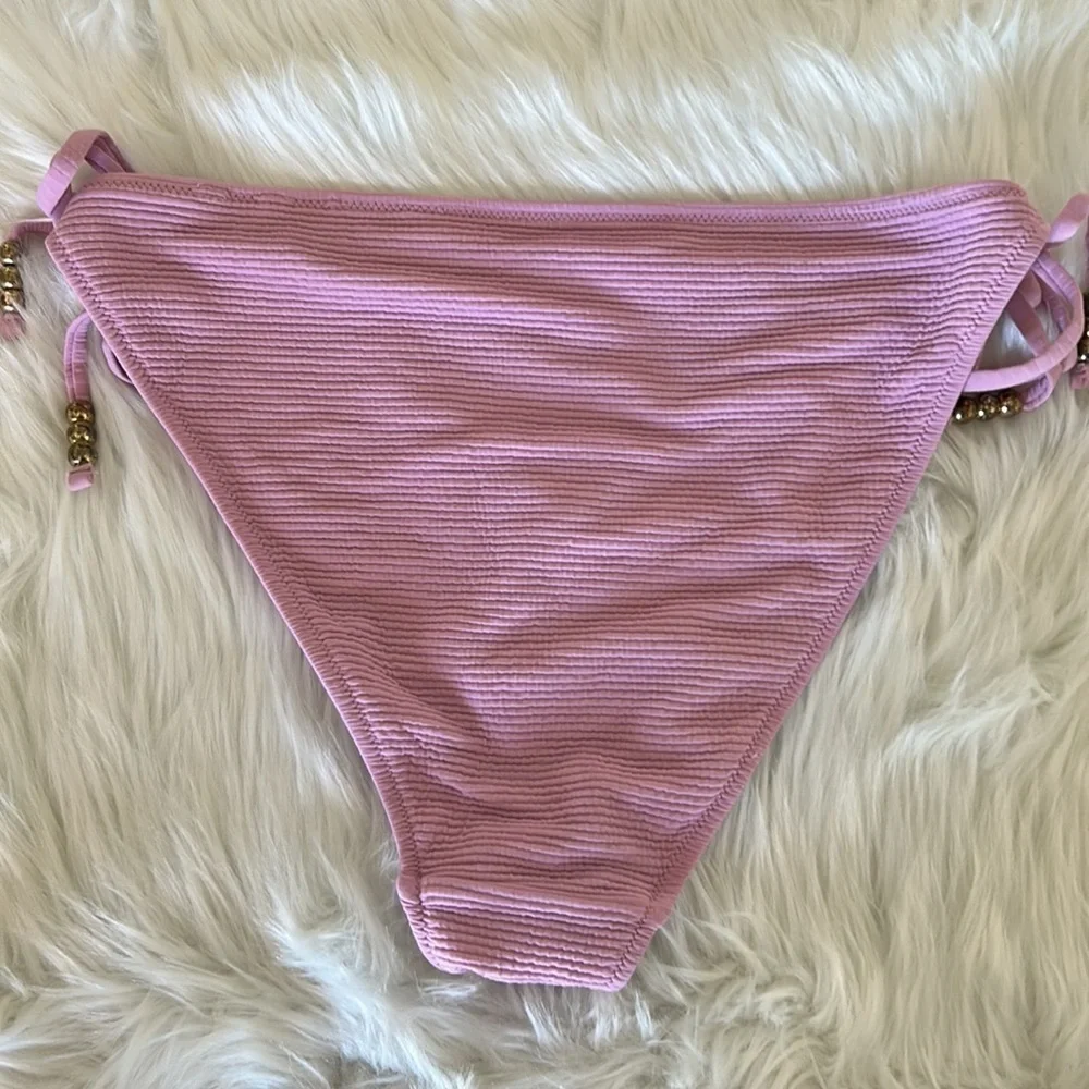 Aerie Cheeky Crinkle Tie Bikini Bottoms Light Purple Size Large